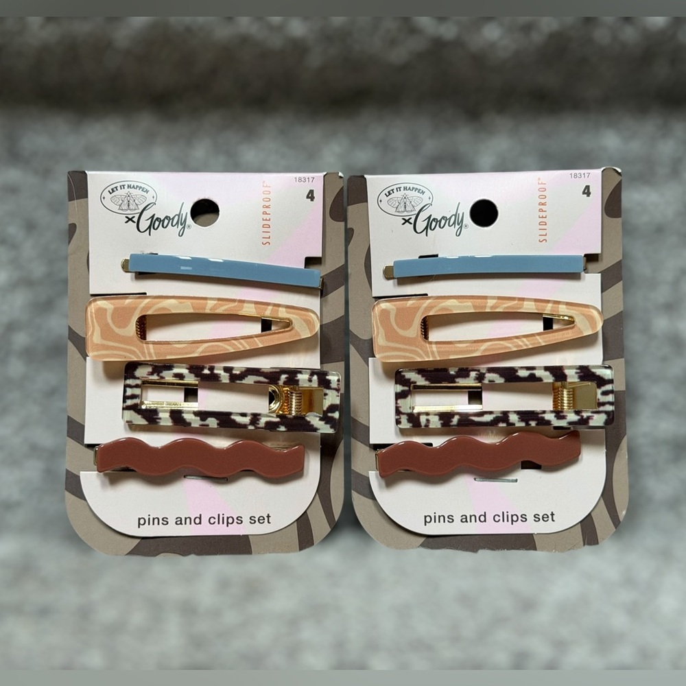NEW‎ Goody Tru x Let It Happen SlideProof Hair Clip & Bobby Pin Set - SET OF TWO